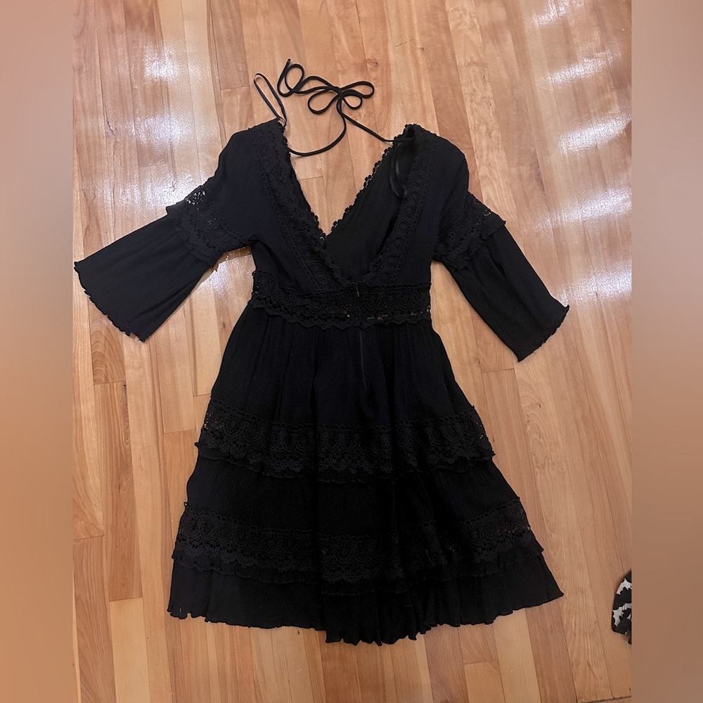 Foxblood dress with lace detail